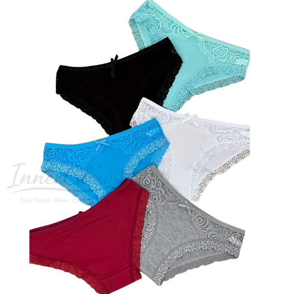 Contrast Lace Patchwork Low-Rise Comfortable Breathable Panties