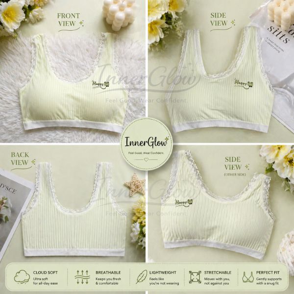 Innerglow Cloud Soft Girls Comfort Bra – Size 32-36 Medium Free Size