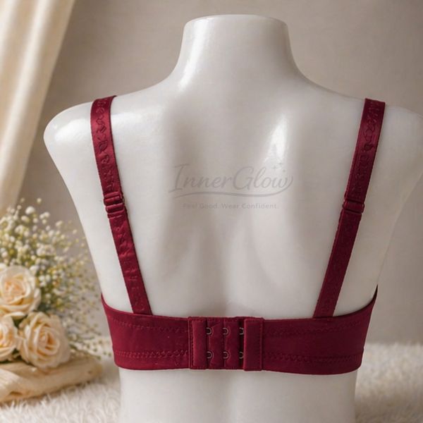 Innerglow Peach Bliss Comfort Support Bra – Wine Red – Size 38