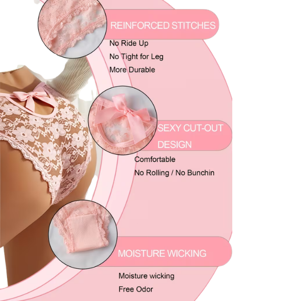 Large Bow Lace Sexy Women'S Panties