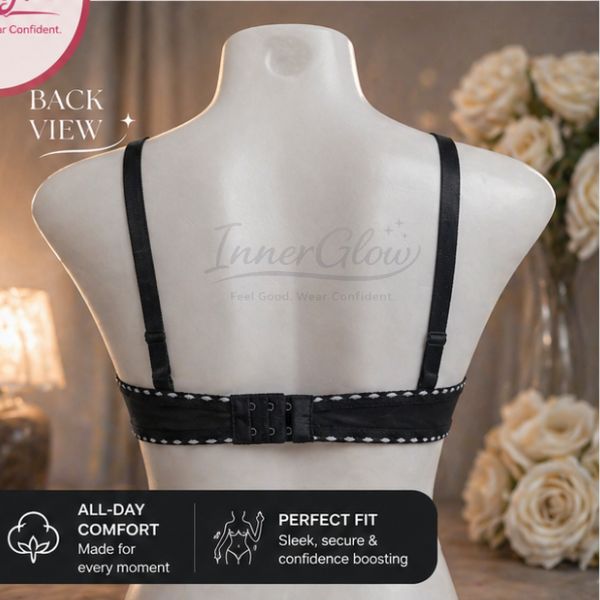 InnerGlow Blossom Soft Bra – Midnight Black – Size 32