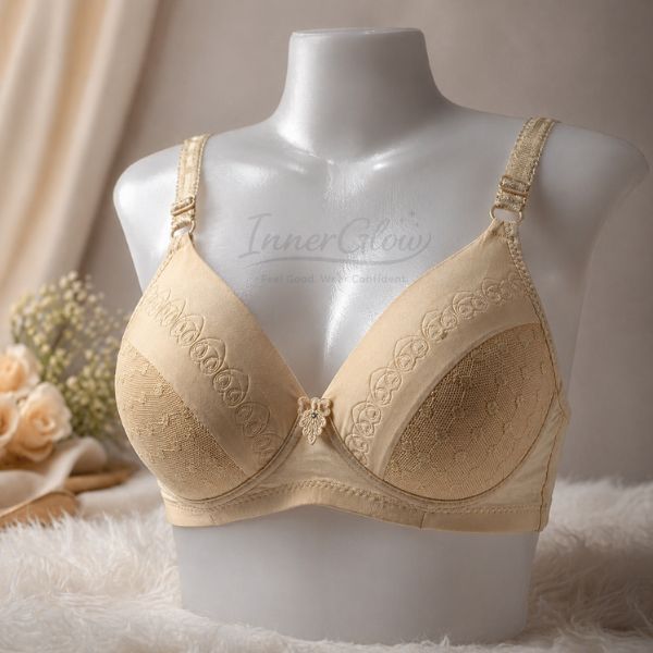 Innerglow Peach Bliss Comfort Support Bra – Soft Yellow – Size 36