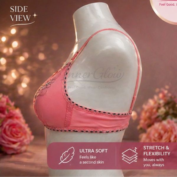 InnerGlow Blossom Soft Bra – Pink Bloom – Size 32