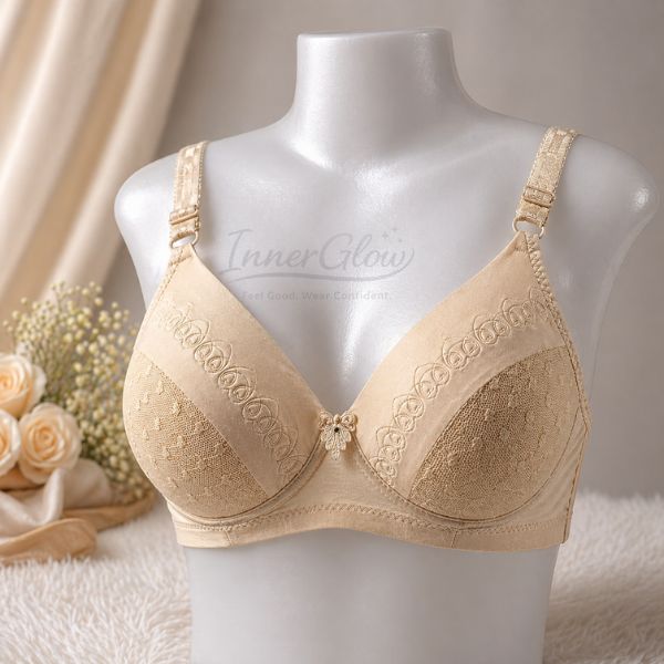 Innerglow Peach Bliss Comfort Support Bra – Soft Yellow – Size 36