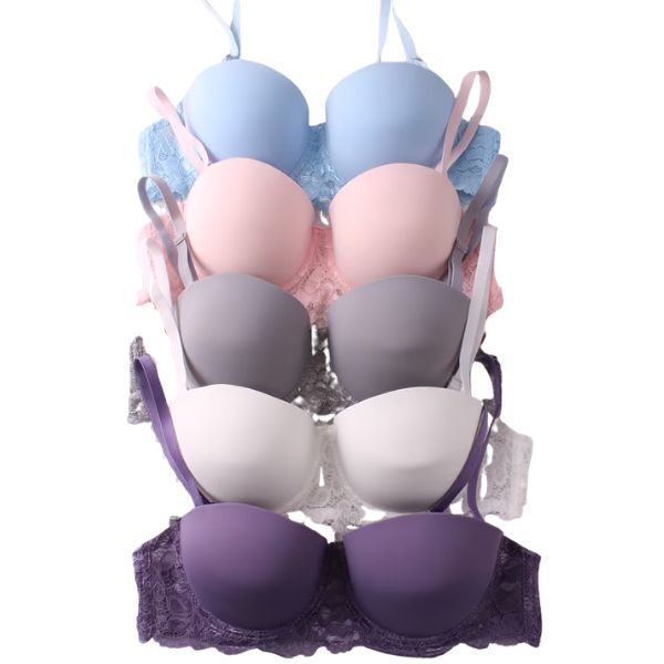 Lady's Underwear Bra with Thin Lace and Thick Cups on the Bottom