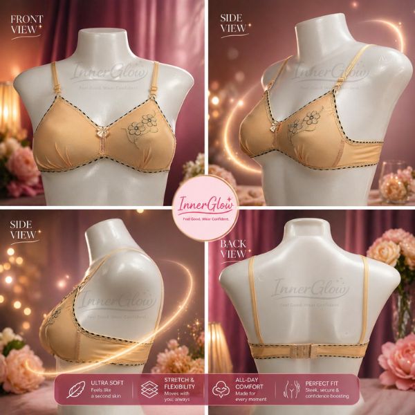 InnerGlow Blossom Soft Bra – Soft Beige – Size 32