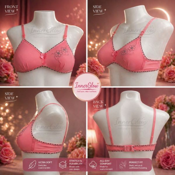 InnerGlow Blossom Soft Bra – Pink Bloom – Size 32