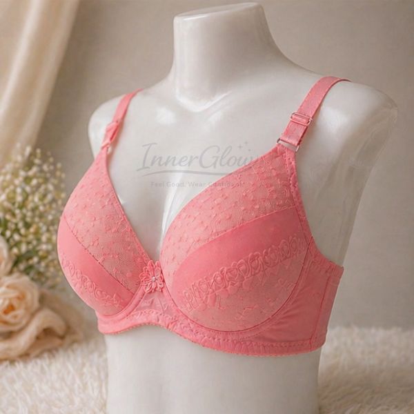 Innerglow Peach Bliss Comfort Support Bra – Coral Pink – Size 42
