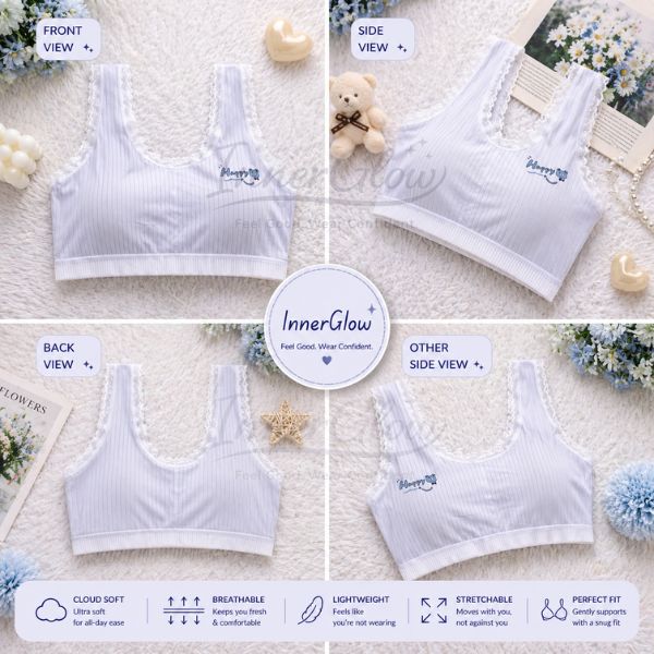 Innerglow Cloud Soft Girls Comfort Bra – Size 32-36 Medium Free Size