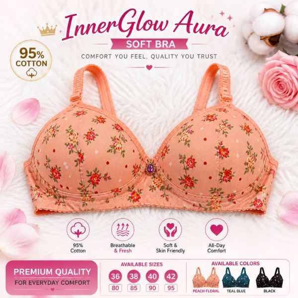 Innerglow Peach Bliss Comfort Support Bra – Size 36/80