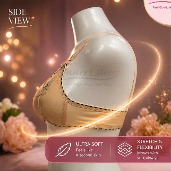 InnerGlow Blossom Soft Bra – Soft Beige – Size 32